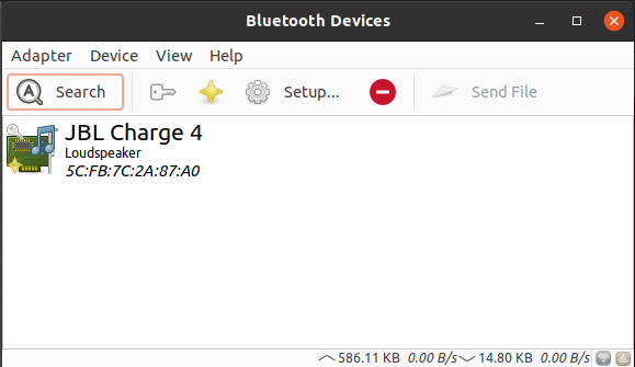 The list of Bluetooth devices on Linux.