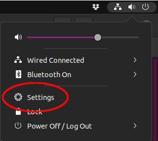 The "Settings" menu of the computer.